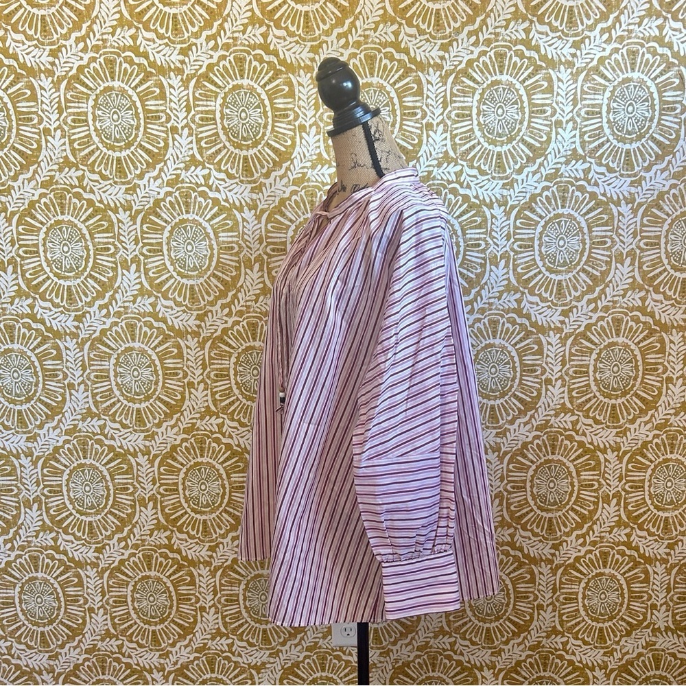 NWOT Hugo Boss Bateco Striped Long Sleeve Tie Front Oversized Tunic Shirt Sz 10 - Picture 10 of 16